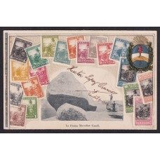 TANDIL LA MOVEDIZA ANTIGUA TARJETA POSTAL EN RELIEVE DE ESTAMPILLAS